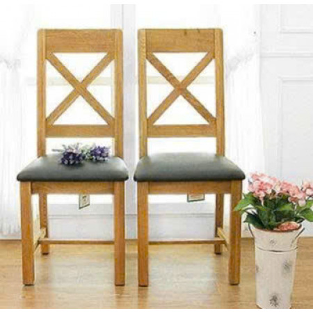 Oak : Ghế Gỗ Sồi Lưng X - Mặt Nệm